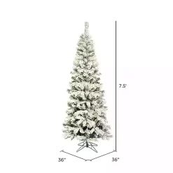 Clearance 7.5 ft. Flocked Slim Pacific Pine Christmas Tree Christmas Trees