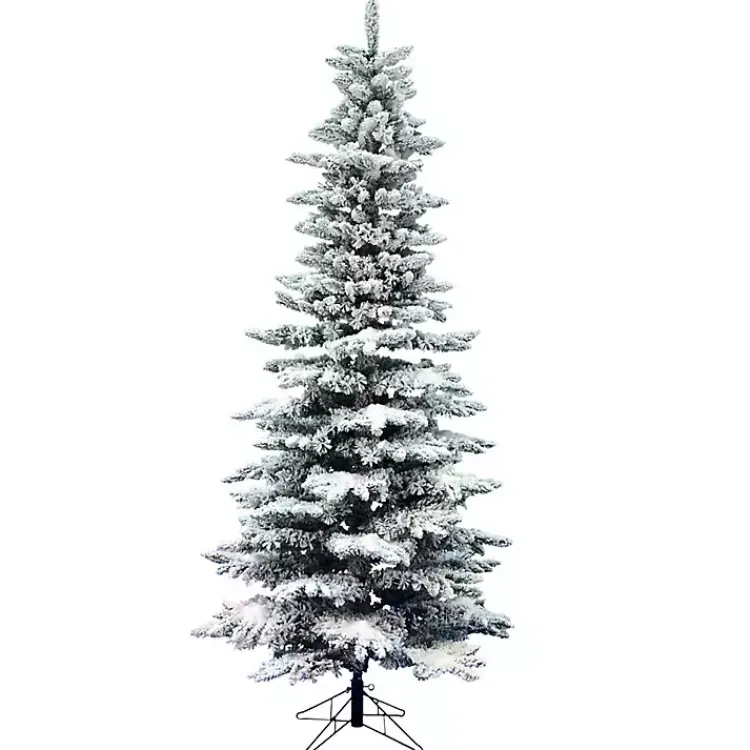 Sale 7.5 ft. Flocked Slim Utica Fir Christmas Tree Christmas Trees
