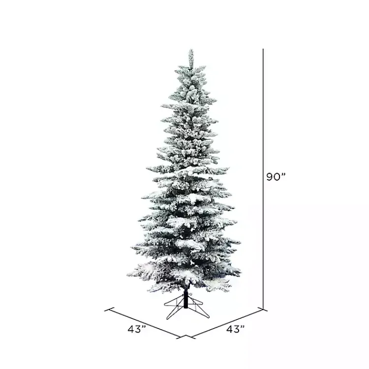 Sale 7.5 ft. Flocked Slim Utica Fir Christmas Tree Christmas Trees