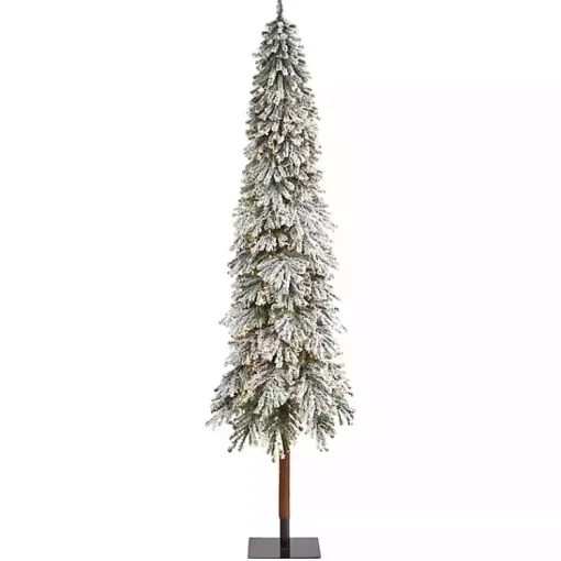 New 9 ft. Lit Flocked Grand Alpine Christmas Tree Christmas Trees