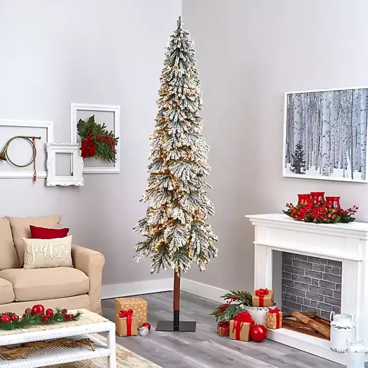 New 9 ft. Lit Flocked Grand Alpine Christmas Tree Christmas Trees