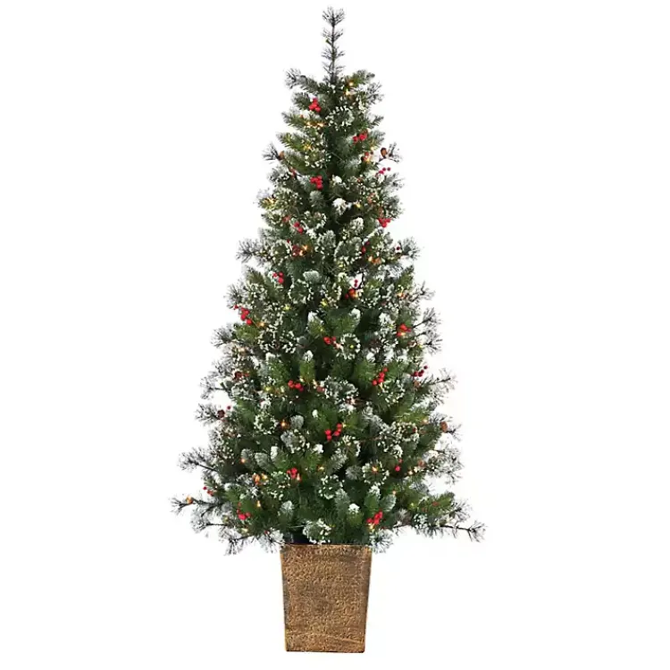 New 6 ft. Lit Glazier Pine Planter Christmas Tree Christmas Trees