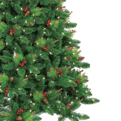 Clearance 7 ft. Pre-Lit Berrywood Pine Christmas Tree Christmas Trees