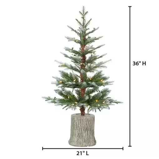 3 ft. Pre-Lit Cut Frosted Pine Christmas Tree Christmas Arrangements & Garland
