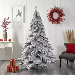 Sale 7 ft. Pre-lit Flocked Fir Christmas Tree Christmas Trees
