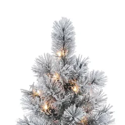 Online 4.5 ft. Pre-Lit Flocked Potted Pine Christmas Tree Christmas Trees