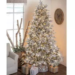 9 ft. Pre-Lit Flocked Spruce Full Christmas Tree Christmas Trees