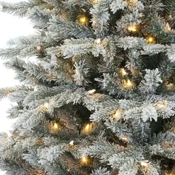 9 ft. Pre-Lit Flocked Spruce Full Christmas Tree Christmas Trees