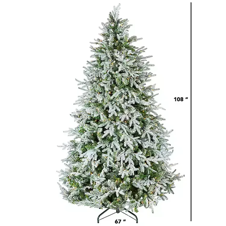 9 ft. Pre-Lit Flocked Spruce Full Christmas Tree Christmas Trees