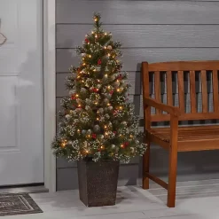 4 ft. Pre-Lit Glacier Pine Potted Christmas Tree Christmas Trees