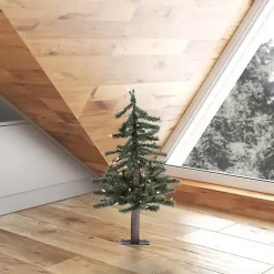 2 ft. Pre-Lit Natural Alpine Christmas Tree Christmas Arrangements & Garland