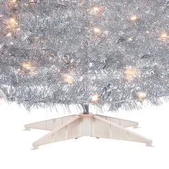 Discount 6 ft. Pre-Lit Silver Tinsel Pop-Up Christmas Tree Christmas Trees