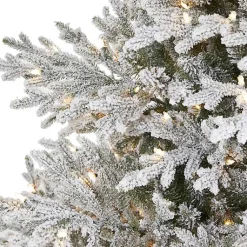 Clearance 8 ft. Warm Lit Flocked Fraser Fir Christmas Tree Christmas Trees