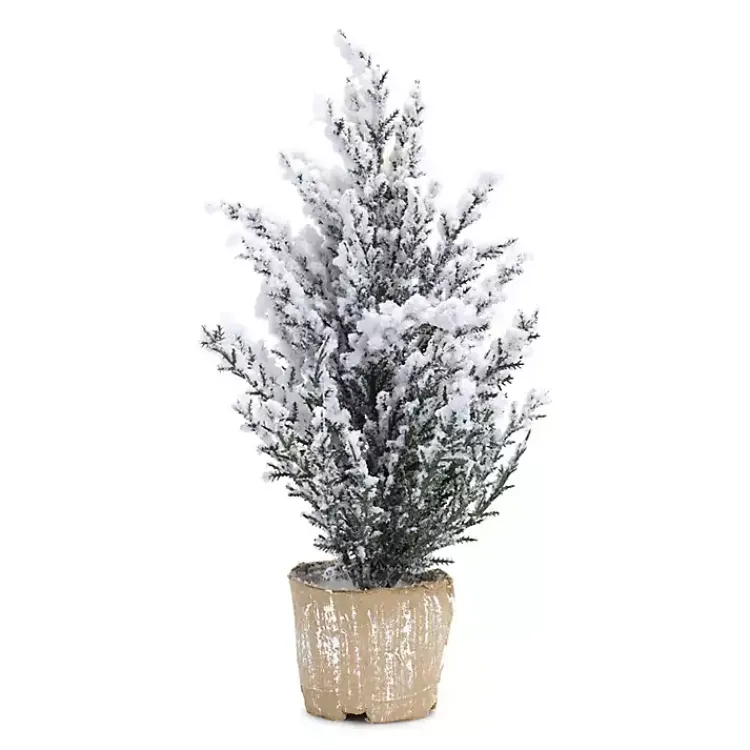 Best 12 in. Potted Snowy Pine Trees, Set of 6 Christmas Arrangements & Garland