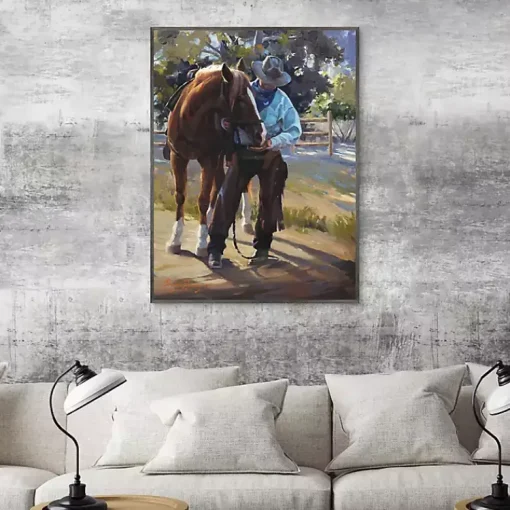 Kirklands Home Canvas Art|A Man And His Horse Framed Canvas Art Print Multi