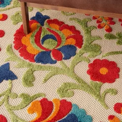 Kirklands Home Outdoor Rugs|Abstract Floral Outdoor Area Rug, 7x10 Multi