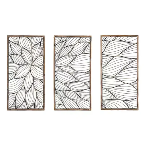 Kirklands Home Wall Plaques|Abstract Floral Panel Plaques, Set of 3 Brown