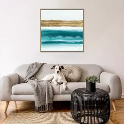 Kirklands Home Canvas Art|Abstract Gold Emerald Beach III Canvas Art Print