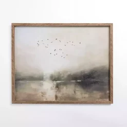 Kirklands Home Framed Art|Abstract Lake Scene Framed Art Print Gray
