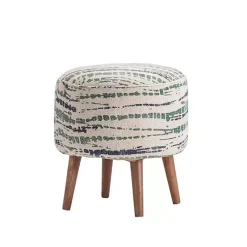 Kirklands Home Benches & Ottomans|Abstract Lines Wood Ottoman Stool