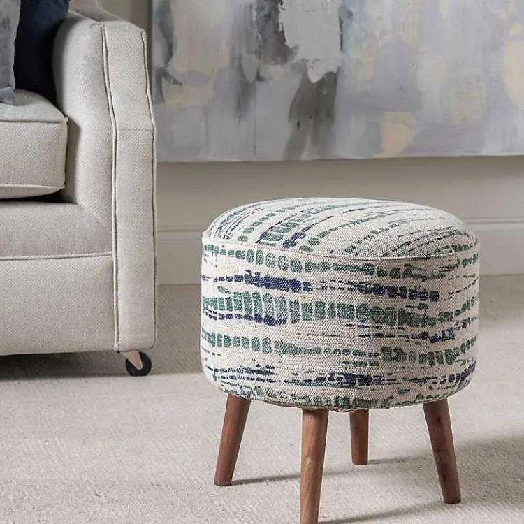 Kirklands Home Benches & Ottomans|Abstract Lines Wood Ottoman Stool