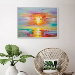 Kirklands Home Canvas Art|Abstract Sunrise Framed Canvas Art Print Multi