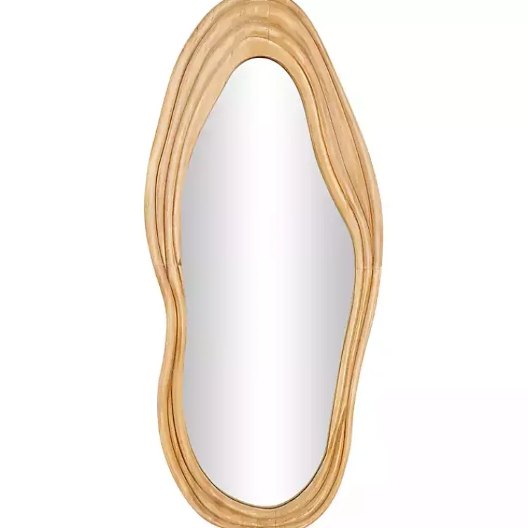 Kirklands Home Decorative Mirrors|Abstract Wavy Wood Wall Mirror