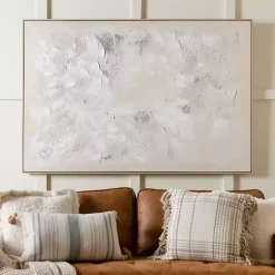 Kirklands Home Canvas Art|Abstract White Framed Canvas Art Print