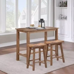 Kirklands Home Bar Stools & Counter Height Stools|Acacia Barnwood Saddle Counter Stools, Set of 2 Tan