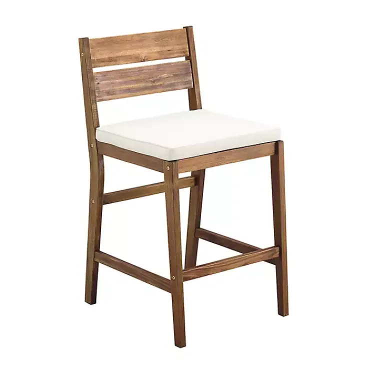 Kirklands Home Outdoor Seating|Acacia Slat Back Outdoor Counter Stools, Set of 2