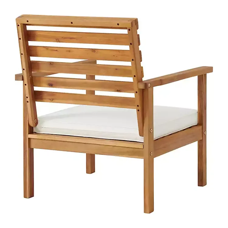 Kirklands Home Outdoor Seating|Acacia White Cushioned Outdoor Chairs, Set of 2