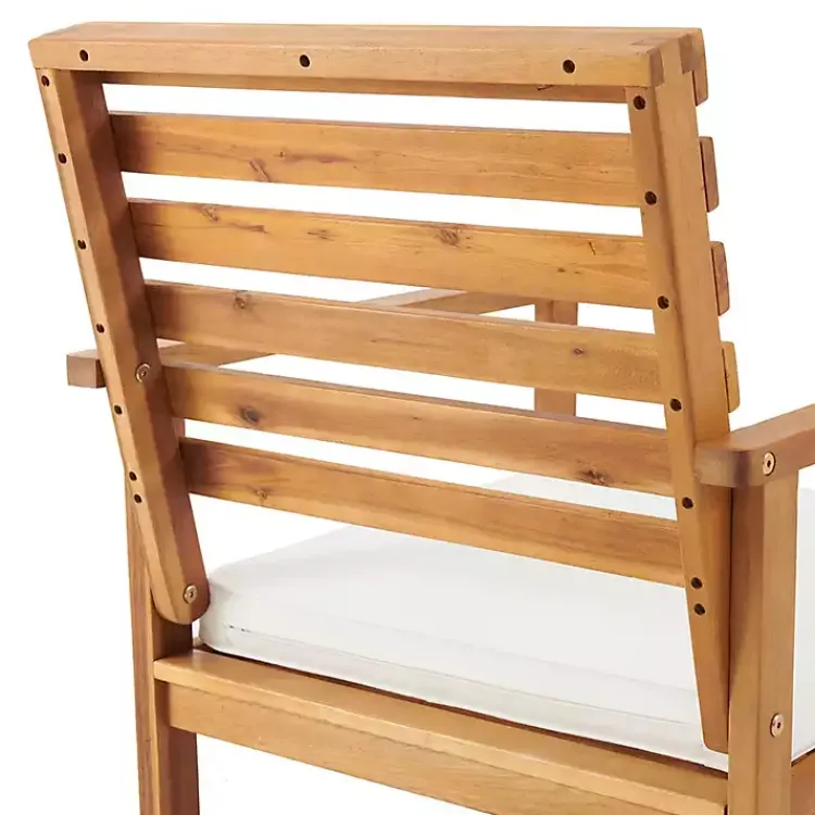 Kirklands Home Outdoor Seating|Acacia White Cushioned Outdoor Chairs, Set of 2
