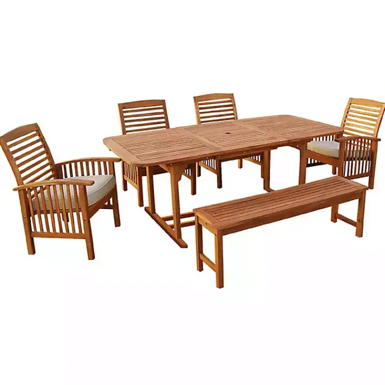 Kirklands Home Outdoor Sets|Acacia Wood Outdoor 6-pc. Dining Set Tan