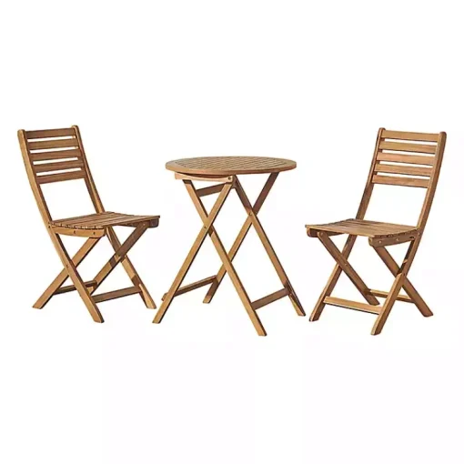Kirklands Home Outdoor Sets|Acacia Wood Slatted 3-pc. Outdoor Bistro Set Tan