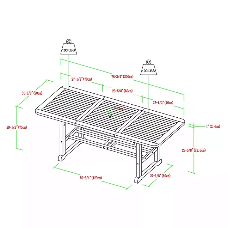Kirklands Home Outdoor Dining|Acacia Wood Slatted 7-pc. Outdoor Dining Set Brown