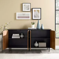 Kirklands Home Tv Stands & Media Consoles|Acorn and Black Chevron Door TV Stand Brown