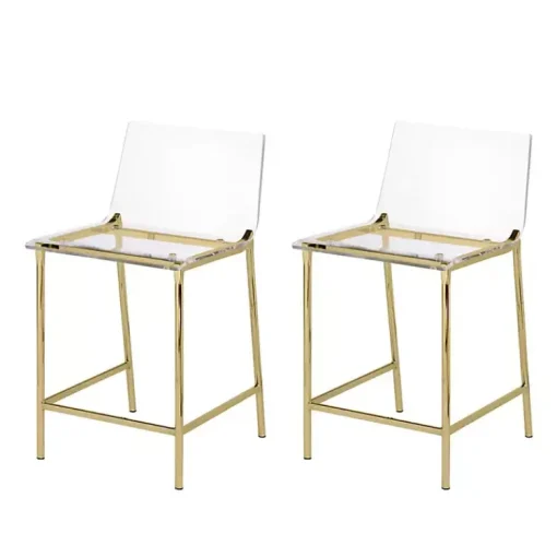 Kirklands Home Bar Stools & Counter Height Stools|Acrylic and Metal Counter Stools, Set of 2 Gold