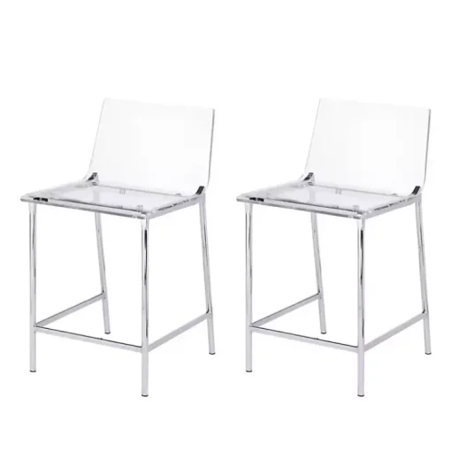 Kirklands Home Bar Stools & Counter Height Stools|Acrylic and Metal Counter Stools, Set of 2 Silver