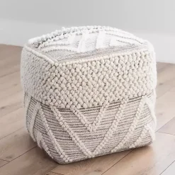 Hot Adele Neutral Hand Knotted Pouf Poufs & Floor Cushions
