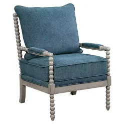 Kirklands Home Accent Chairs|Aegean Liam Turned Leg Accent Chair Blue