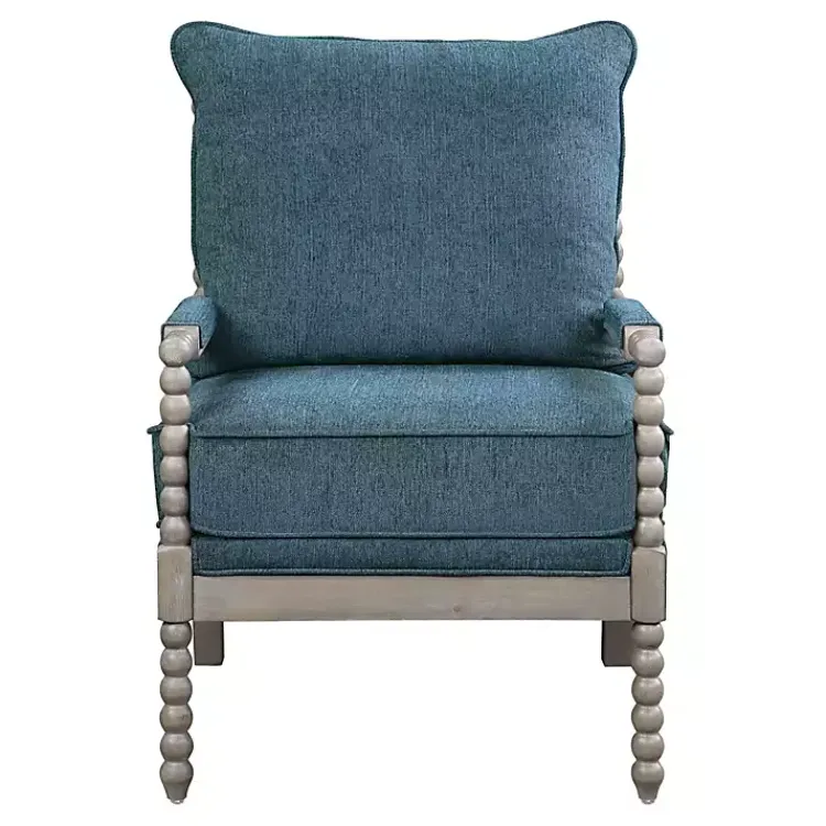 Kirklands Home Accent Chairs|Aegean Liam Turned Leg Accent Chair Blue