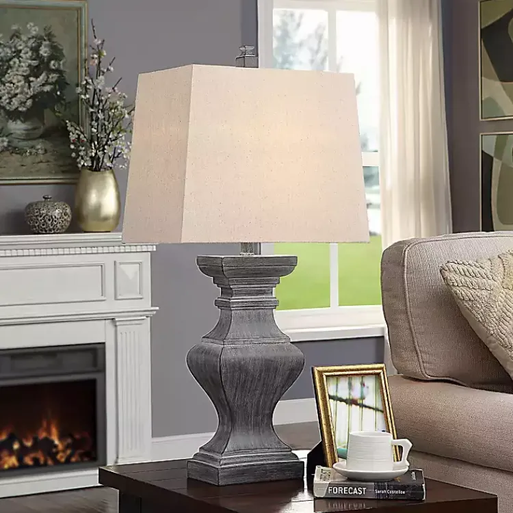 Kirklands Home Table Lamps|Aged Black Candlestick Base Table Lamp, 33 in. Tan