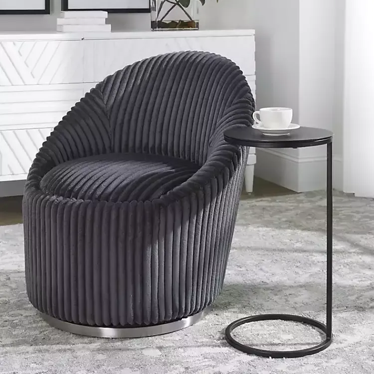 Kirklands Home Accent & End Tables|Aged Metal Frame Slab Top Accent Table Black