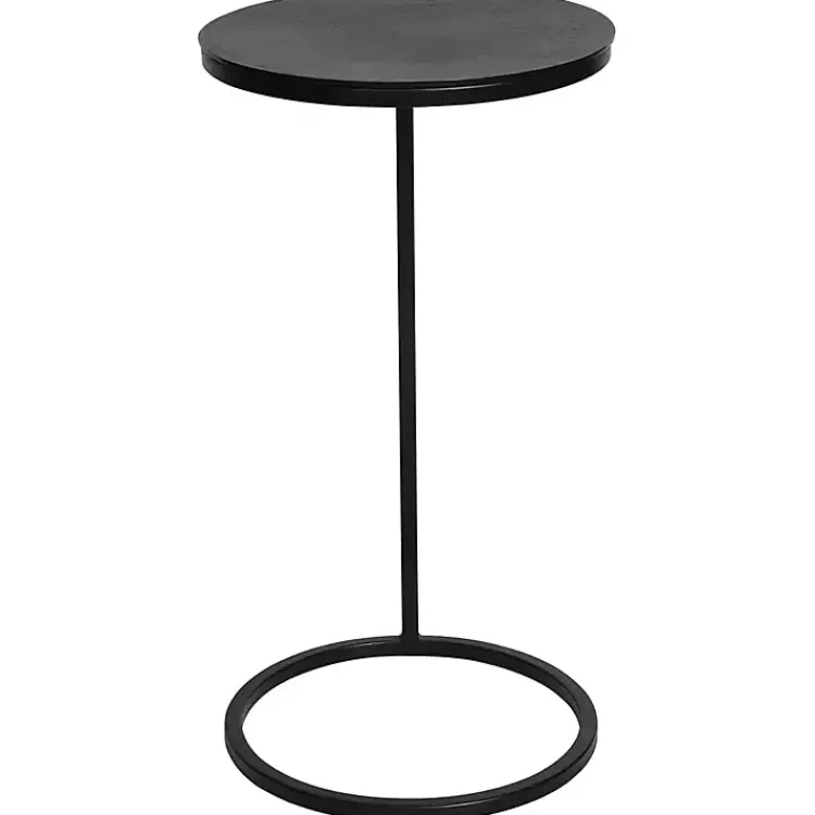 Kirklands Home Accent & End Tables|Aged Metal Frame Slab Top Accent Table Black