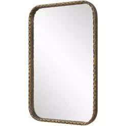 Kirklands Home Decorative Mirrors|Aged Bronze Hammered Metal Wall Mirror