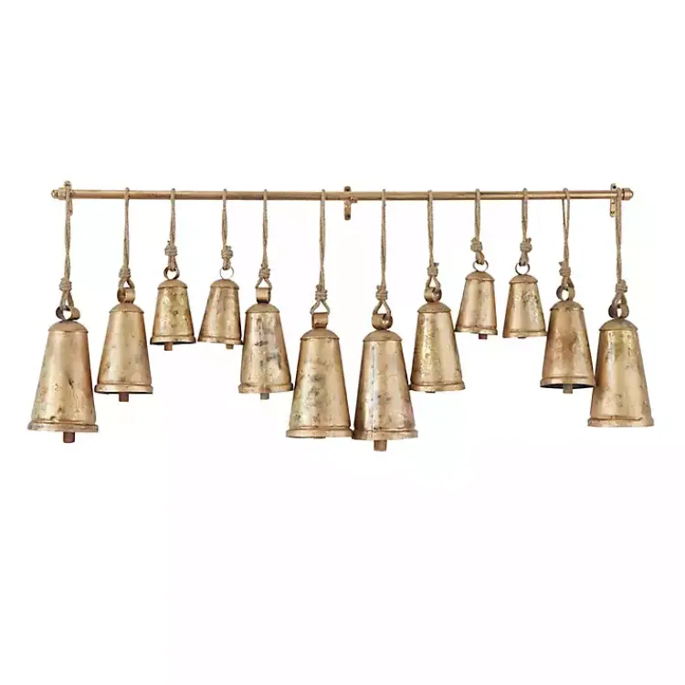 Best Aged Triangle Bells Wall Plaque Decorative Accents