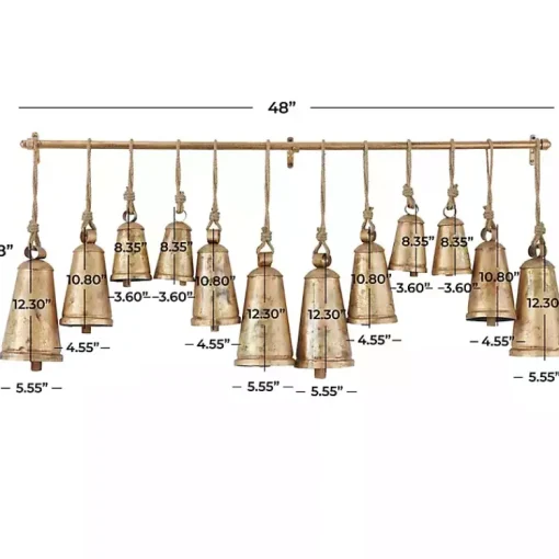 Best Aged Triangle Bells Wall Plaque Decorative Accents