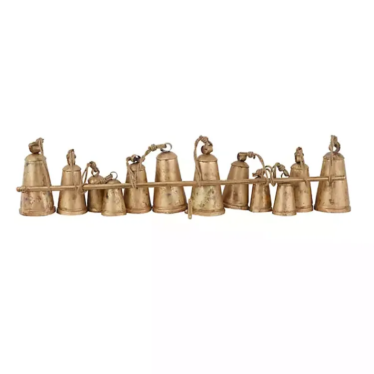 Best Aged Triangle Bells Wall Plaque Decorative Accents