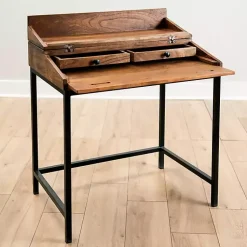 Kirklands Home Office Furniture|Aiden Acacia Wood Writing Desk