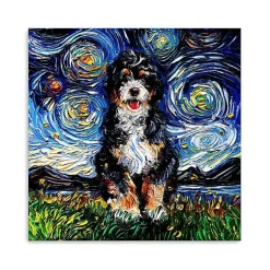 Kirklands Home Canvas Art|Aja Trier Bernadoodle Starry Night Canvas Print